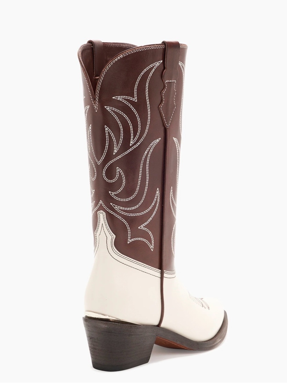 Partlow Rowan Cowboy Boot in Two Tone Brown and White